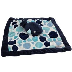 Carters Whale Security Blanket Lovey Blue Polka Dot Baby Comfort‎ Plush 14x14
